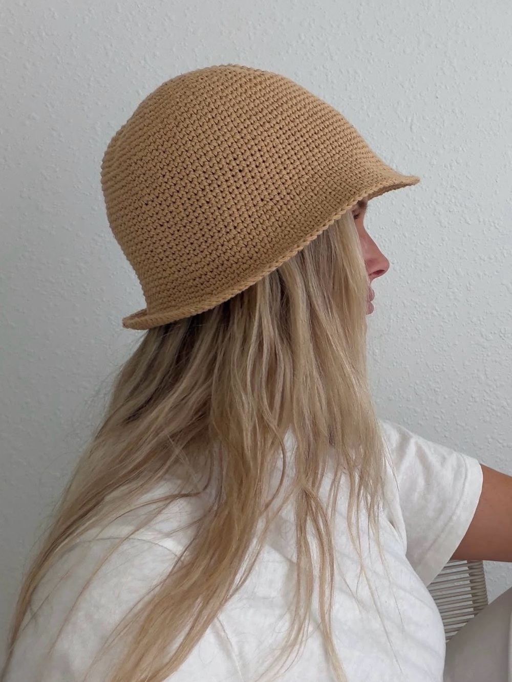Boheme Goods Crochet Cotton Raffia Bucket Hat NWT OS
